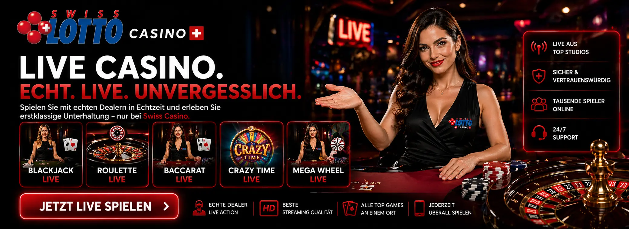Live-Casino bei Swiss Lotto Casino